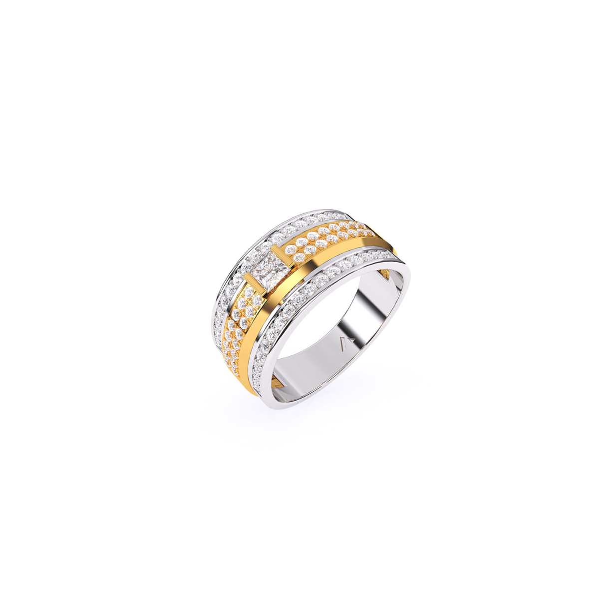 Designer Two Tone Cluster Diamond Ring